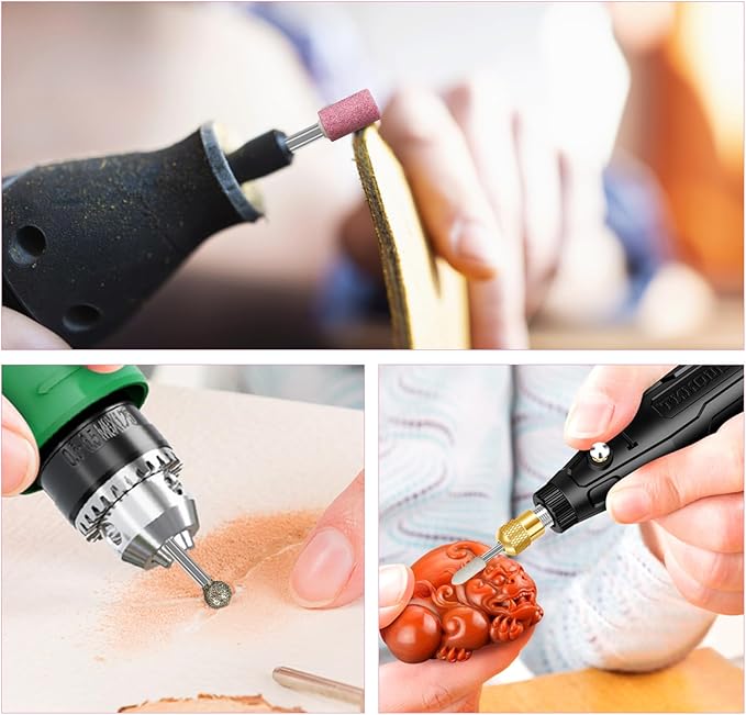 Diamond Burr Set for Dremel, Rotary Tool Grinding Cutting Wheel Stone Glass Tile Jewelry Engraving Rock Etching Masonry 1/8” Die Grinder Carving Cutter Metal Engraver Kit - 20pc Set