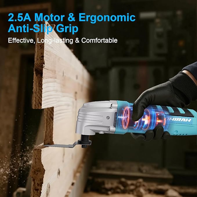 Oscillating Tool, 2.5A Oscillating Multi Tool with 3° Oscillation Angle, 22000 OPM Variable Speeds Multi-Tool Kit for Cutting, Sanding, Grinding, Scraping, 17 Accessories & Universal Interface