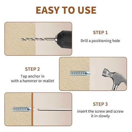 70 Packs Heavy Duty Hollow Wall Anchors with Screws, Loose Hinge and Stripped Hole Repair Kits (6x32mm,Silver)