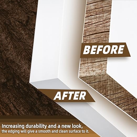 GSCIT Club White Edge Banding, 3/4 inch x 25ft Melamine Edge Banding with Hot Melt Adhesive Preglued Cabinet Edge Banding Flexible White Veneer Edging