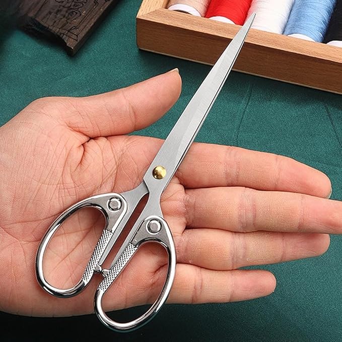 6.3" Small Sewing Scissors All Purpose Scissors Stainless Steel Tip Shears DIY Tools Office Scissor for Home Office School Sewing Fabric Handcraft Craft Art Work Needlework Daily Use Silver