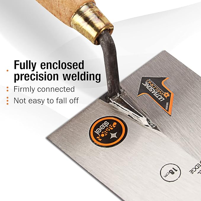 KSEIBI 281350 Narrow Bucket Brick Trowel Wooden Handle Square Tip Bricklaying Trowel (7Inch-180mm)