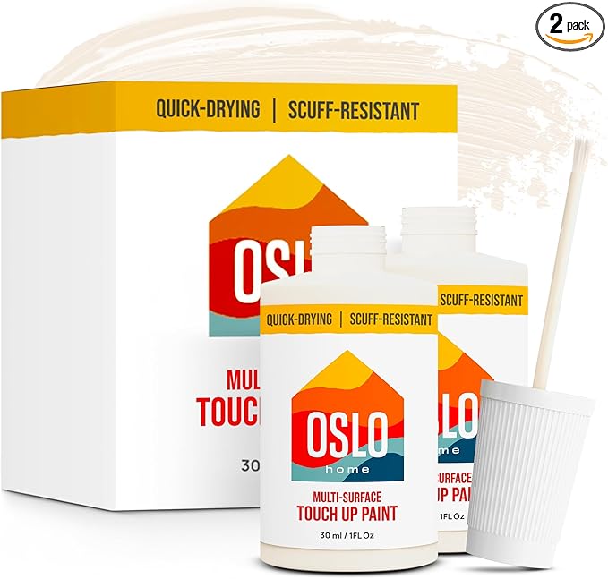 Touch Up Paint, Off White (Snowdrift), two 1oz., Matte, w/brush in bottle, Quick drying, for Home repairs, Kitchen Cabinets