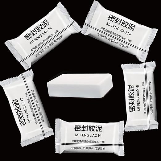 TIANKRYYDS 5-Pack White Seal Putty Waterproof Duct Seal Repair Sealing Clay, Quick Mending Mud for Drain Connection,Air Conditioning Hole, Wall Hole