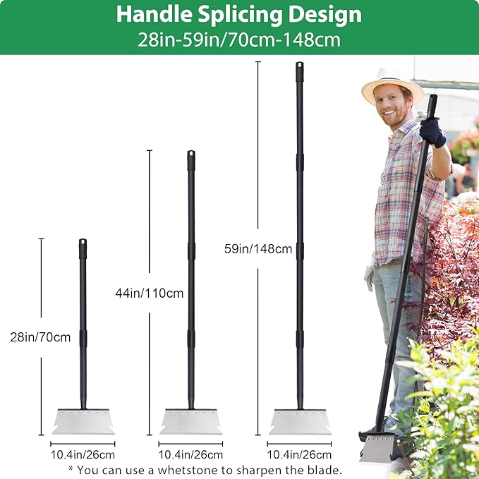 Pragmatist Garden Shovel, Ice Scraper, Multifunctional Cleaning Shovel with 59" Adjustable Handle Heavy Duty Garden Tool for Lawn Edging, Scraping, Weed and Ice Removal