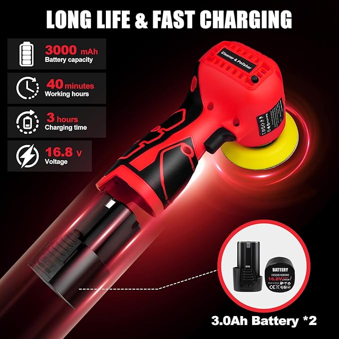 16.8V Cordless Electric Sander with 36PCS Sandpapers, 3500 RPM, 2Pcs 3.0Ah Batteries, Lightweight & Compact Design for Wood, Metal, Paint Removal, and DIY Projects