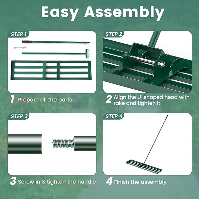 Goplus Lawn Leveling Rake, 46" x 10" Heavy Duty Level Lawn Tool w/ Ergonomic Handle for Soil, Effort-Saving Landscape Rake for Garden, Backyard, Golf Course, Farm, Pasture