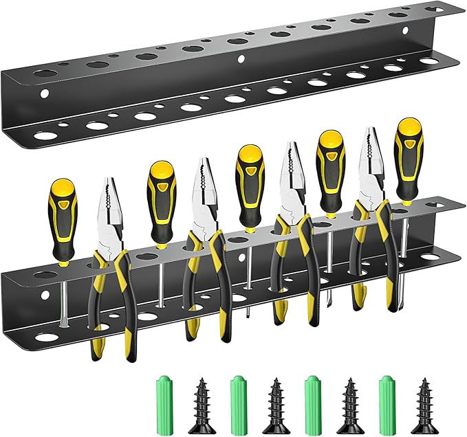 TSUMAZRURE Screwdriver Wall Rack, Screw Driver Holder and Screwdriver Rack, Tool Organizer Rack with Screw Driver Holders Organizers, Wall Mounted Tool Rack for Garage Tool Storage Rack (black)