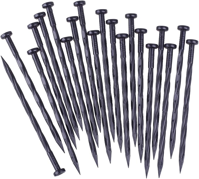 300PCS Spiral Landscape Anchoring Spikes, 8 Inch Landscape Spikes,Nylon Landscape Anchoring Spike for Garden Lawn Yard,Paver,Weed Barrier,Artificial Turf (8in-300 Count)