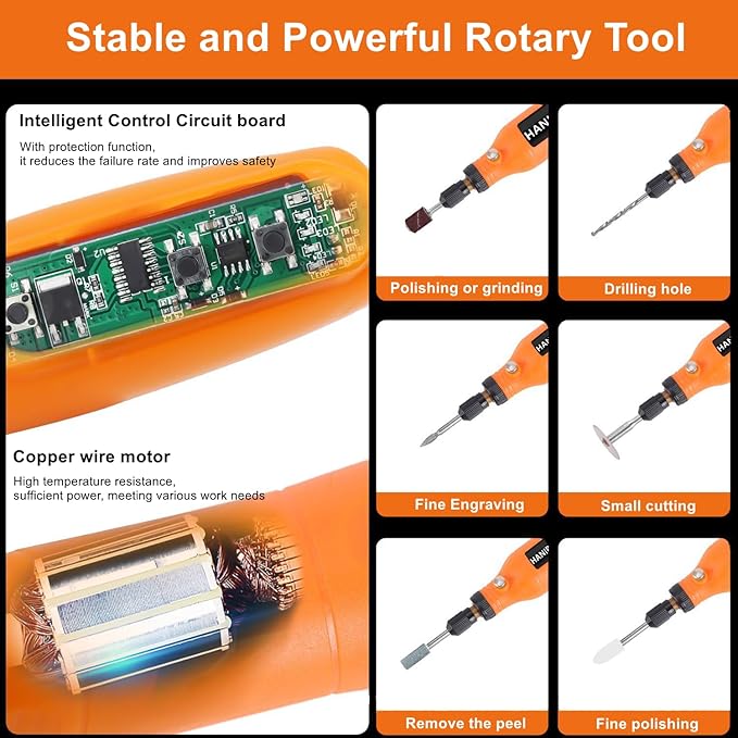 Mini Cordless Rotary Tool Kit, 5 Speed Power Engraving Tool with 71 Accessories, 3.7V Li-ion Battery Multi-Purpose Craft Rotary Tool for Engraving, Polishing, Sanding, DIYCrafts