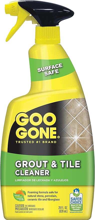 Goo Gone Grout & Tile Cleaner - 28 Ounce - Removes Tough Stains Dirt Caused By Mold Mildew Soap Scum and Hard Water Staining - Safe on Tile Ceramic Porcelain