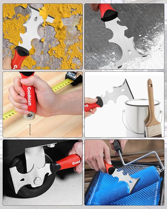 Goldblatt Drywall Hand Tool Kit - 14 in 1, 6 Pieces Stainless Steel Joint Knife, Taping Knives, Paniter Scraper, Mud Pan