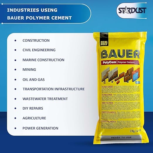 Bauer Instant Polymer Cement, Ready-to-Use Alternative to Mortar & Adhesives - Versatile for Concrete Crack Repair, Stone Tile Crack Repair & Brick Repair, Convenient, Durable & Easy to Store - 4kg