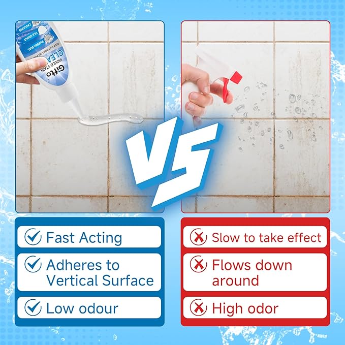 Mold Stain Remover Gel - Tile Grout Cleaner with Brush, Bleach Gel Washing Machine Cleaner Front Loader, Grout Cleaning Whitener for Bathroom Shower & Kitchen Sink, Non-Toxic, 10 fl oz 2 Pack