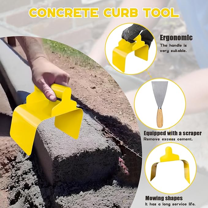 Garden Edging Curb Trowel Concrete Tool, Concrete Curbing Trowel, Curb Hand Tool with Putty Knife for Lawn, Garden, Pavement (Incline)