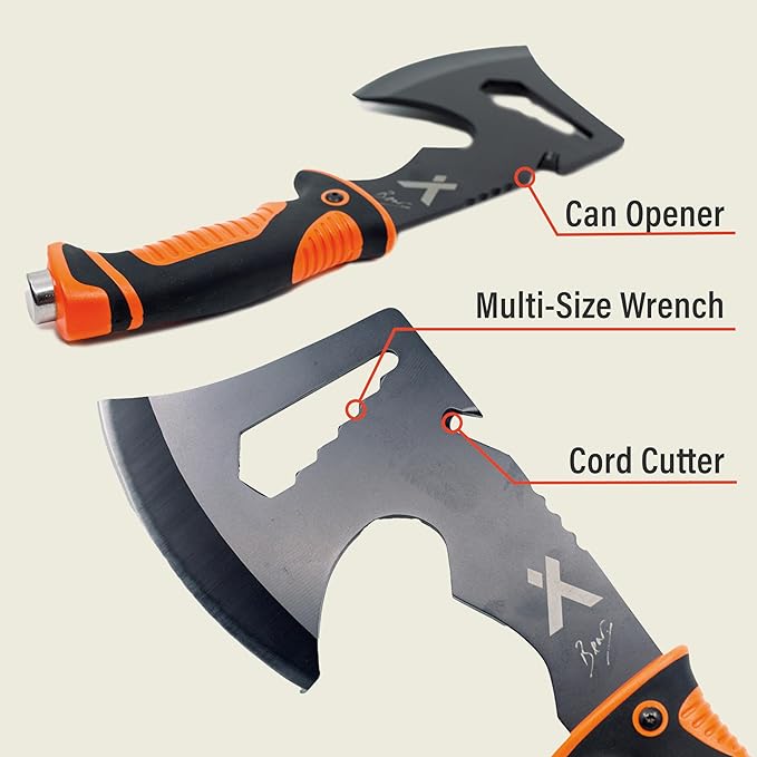 Bear Grylls Ultimate Hatchet, Axe for Camping, Survival, and Backpacking, Includes Sheath, Bottle Opener, Hammer, and Hex Wrench, 3cr13 Stainless Steel - Black Oxide