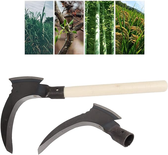 SYH&AQYE High Manganese Steel Double Scythe, Agricultural Hand Motor Weeding, Scythe Garden Tool for Outdoor Mowing Grass, Cutting Vines, Pruning Trees(B)