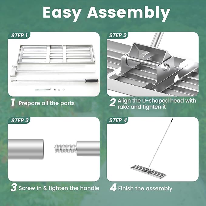 Goplus Lawn Leveling Rake, 42" x 10" Heavy Duty Level Lawn Tool w/ Ergonomic Handle for Soil, Effort-Saving Landscape Rake for Garden, Backyard, Golf Course, Farm, Pasture, Silver