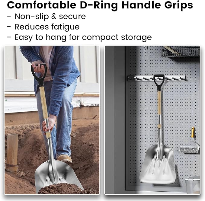 Aluminum Shovel with D-Handle - Stable While Light Weight (2.5 lbs) 20" Blade - Reinforced Edge Ergonomic Design Folding with Threaded Connection