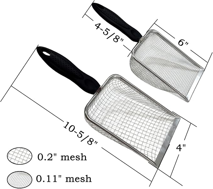 2Pcs Soil Sifter for Gardening Rock Sifter Shovel Dirt Sifter for Sand, Dirt, Rock Compost (0.11inch & 0.2inch Mesh)