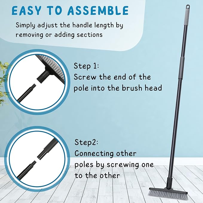 Grout Brush for Tile Floors, Grout Scrubber with Long Handle, 49'' Shower Grout Cleaning Tool