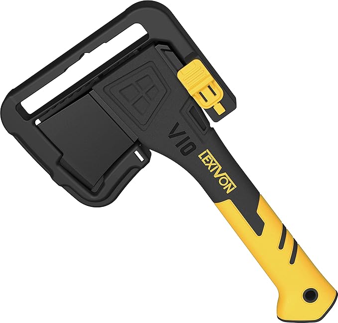 LEXIVON V10 Camping Hatchet, 10-Inch Axe | Ergonomic TPR Grip, Lightweight Fiber-Glass Composite Handle | Protective Carrying Sheath Included (LX-V10)