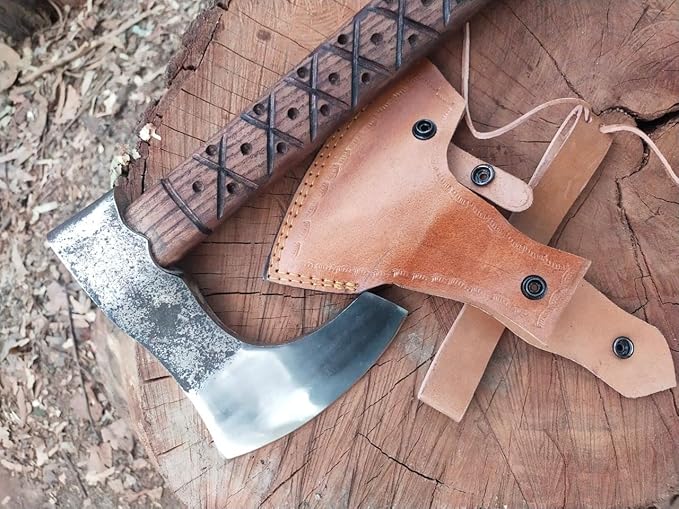 24" and 3.5 lbs Custom Handmade Viking Axe of Ragnar Lothbrok Norsmen- Tomahawk and Forest Hatchet Authentic Viking ax with Sheath Vikings Gift