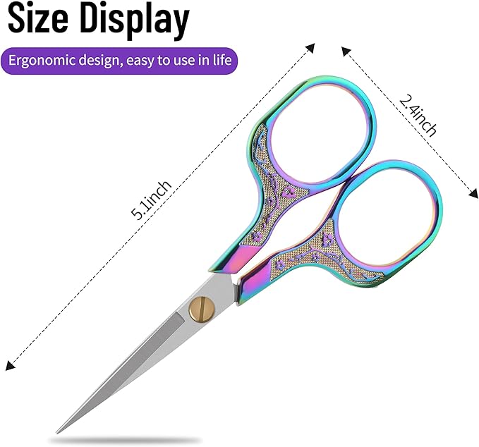 Premium Craft Scissors with Extra Sharp Blades 5 Inch - Ideal For Sewing, Cross Stitch Crochet - With Protective Cover…