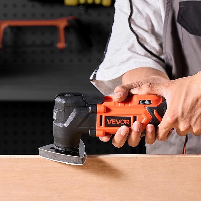 VEVOR Cordless Oscillating Tool, 20V Multitool Oscillating Tool with 6 Variable Speeds 8500-17000 OPM, 3.2° Oscillating Angle, 8PCS Saw Accessories & LED Work Light (Battery Pack Not Included)