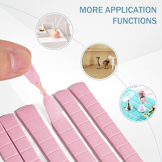 Sticky Mounting Putty for Wall Hanging Removeable Repositionable Adhesive Poster Non Marking Tacky Adhesive for Picture Hanging Crafts(White+Blue+Pink,288)