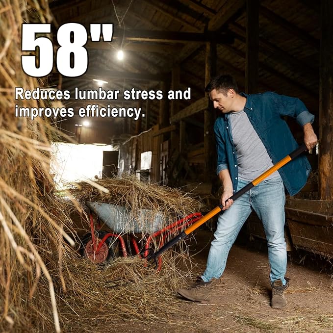VNIMTI Pitch Fork for Gardening, 5 Tine Pitchfork Heavy Duty with Fiberglass Handle, 58 Inches