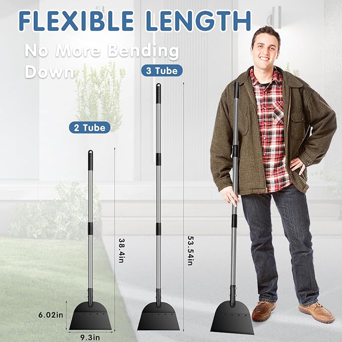 REAPALOT Multifunctional Garden Cleaning Shovel, 53.5inch Heavy Duty Flat Shovel, Stainless Steel Long Handle Lawn Edging Scraper, Outdoor Floor Scraper for Weeding and Snow Ice Removal - Grey