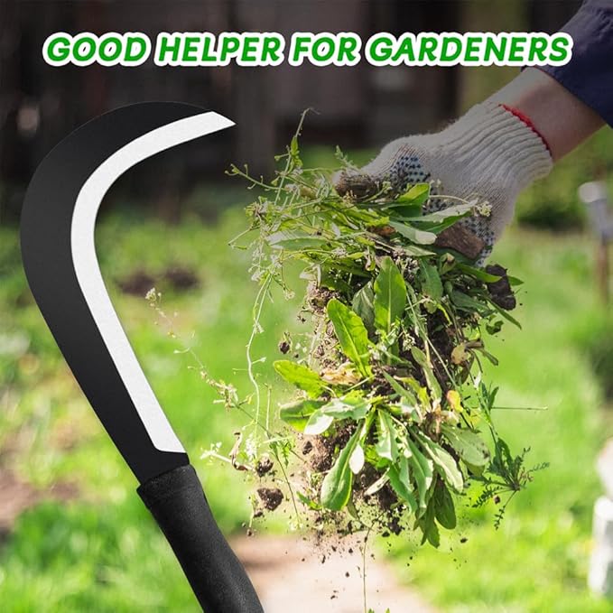 Sickle Garden Tool Machete for Yard Work and Cutting Trees Heavy Duty Machetes Knife Brush Clearing Sickles with Carbon Steel Blade for Grass, Harvest, Weeding