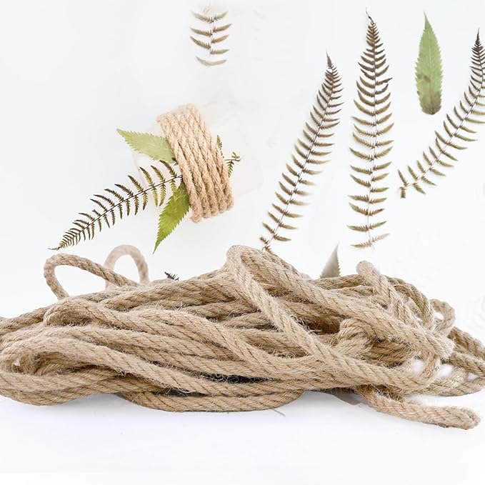 Natural Jute Twine 656 Feet Long String for Crafts Gift Wrapping Christmas Handmade Arts Decoration Packing String Home Decor (8mm * 656feet)