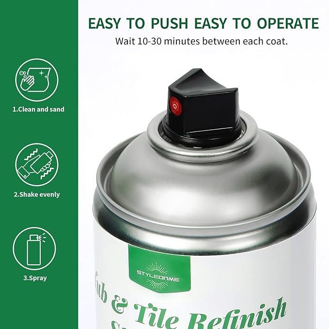 styleonme Tub and Tile Spray Paint White, 450ml * 4 pack, Diy Countertop Paint kit, Suitable for Ceramic, Porcelain, Fiberglass, Bathtub, Tile, Bathroom wall Repair Spray Paints