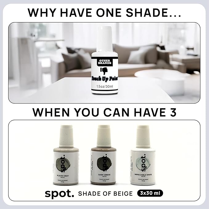spot. Touch-Up Paint | Matte Finish for Cabinets, Walls, Doors & Furniture | Multi-Tone Gray Repair Kit | Quick-Dry, Self-Priming, Low-Odor, Eco-Friendly | No-Sanding or Primer Needed | 3 Pack