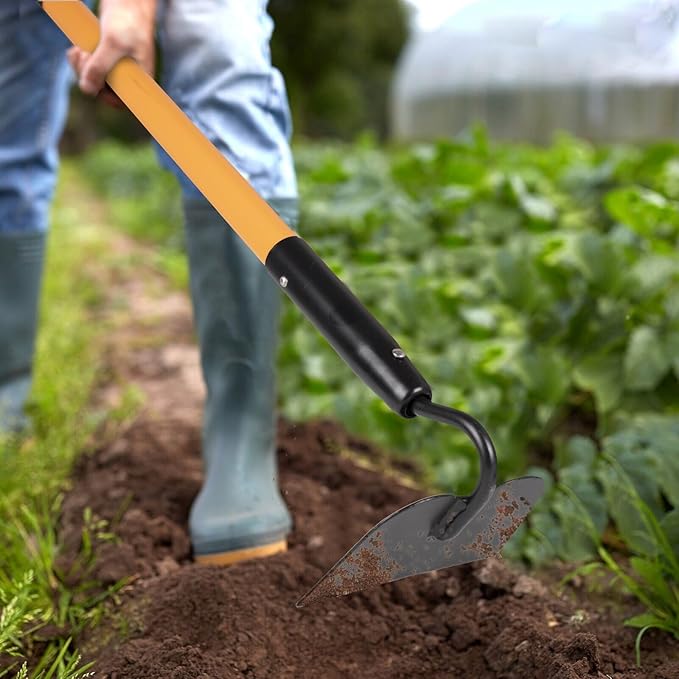 Garden Hoe Tool .for Weeding with Long Fiberglass Handle 57 Inches,Heavy Duty Hoe Garden Tool,