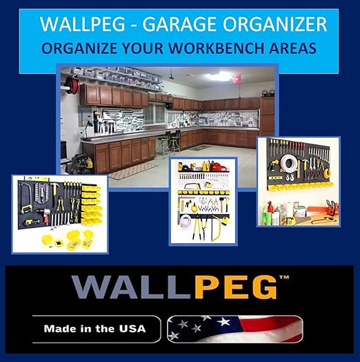 WallPeg Pegboard Panels Garage Organization - 12 ea (24"x16") Black Peg Board Panel Set - (PB-1-B) Tool Organizer, Crafts, Shop, Home, Office, Wall Storage Kit