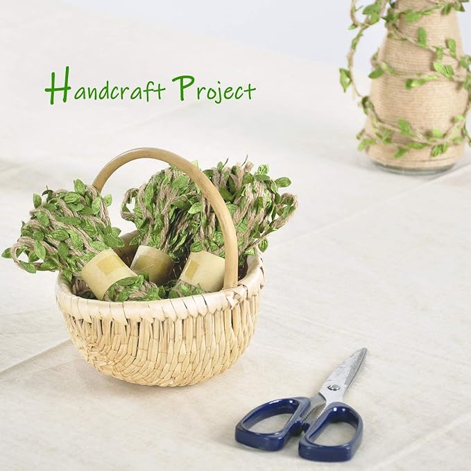 Naidiler 32 Ft Burlap Leaf Ribbon Twine for Crafts for Safari, Jungle, Fairy Party, Woodland Baby Shower, Enchanted Forest Decorations Vines Decor