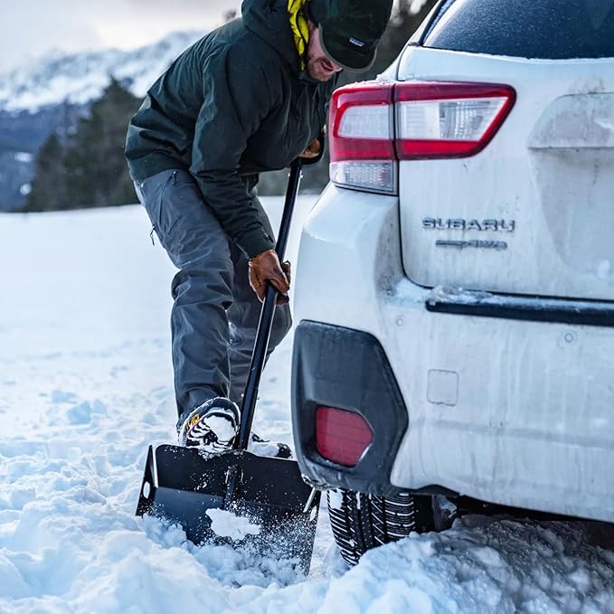 DMOS Stealth Shovel - Lightweight, Heavy-Duty Aluminum Sand & Snow Shovel with Extendable & Collapsible Handle for Camping, Overlanding, Survival, & Off-Road Use - Red/Black - X-Large