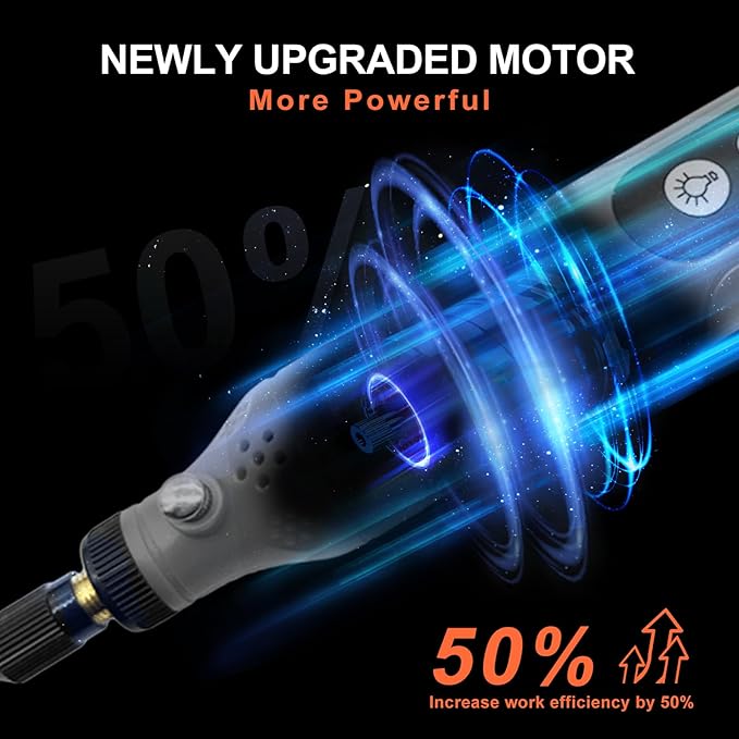Mini Cordless Rotary Tool, 5-Speed Grinder Kit with 72 Accessories and Front LED Light, Type-C Charging Art Craft Tool for Engraving, Sanding, Polishing, Drilling, Grinding Gray