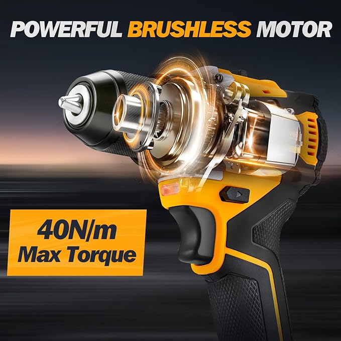 Cordless Drill Set/Driver, 20V Electric Power Drill With Battery And Charger, 40N Torque, 20+1 Settings, 2 Batteries,3/8-Inch Keyless Chuck, Driver Bits Kit, LED Light