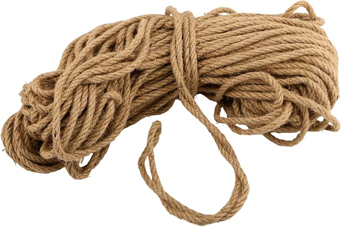 Jute Twine Rope, 8mm Thick, 164 Feet, Hemp Rope for Decorating, DIY Crafts, Garden