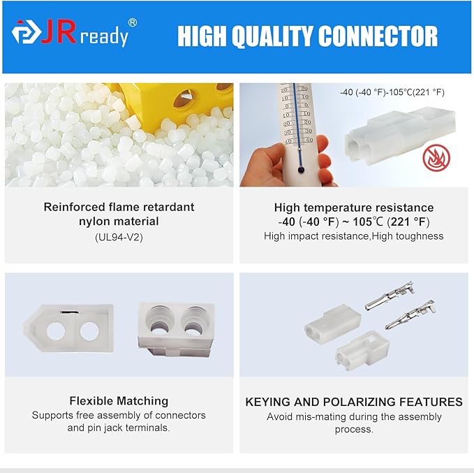 JRready ST6552 .062” Pin Connector Kit 3.68mm Pitch Upgraded Handle Pin Removal Crimping Tool 2pin 3pin 4pin 6pin Molex Wire Connectors Housing 18-24AWG Pins Sockets 1.57mm Diameter