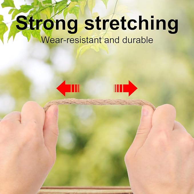7 mm Jute Rope, 328 Feet Hemp Rope, Heavy Duty Jute Twine for Cat Scratch Post, Climbing Plants, Balcony Guardrail