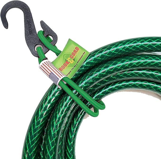 Hook & Hang Bungee Cords - Storage & Organization Cords - Hang Hoses, Cords, Ladders, Bikes, Tools & More. an Incredible Organizer! (3 PK, Green)
