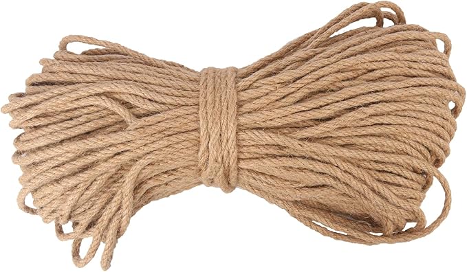 7 mm Jute Rope, 328 Feet Hemp Rope, Heavy Duty Jute Twine for Cat Scratch Post, Climbing Plants, Balcony Guardrail