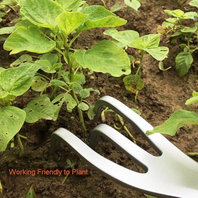 Garden Hand Cultivator with Broad Claw, Hand Rake for Weeding and Turning Soil, Scratch Tool Loosens Soil and Rips Out Weeds, Ergonomic Grip with Bend Proof Aluminum Design