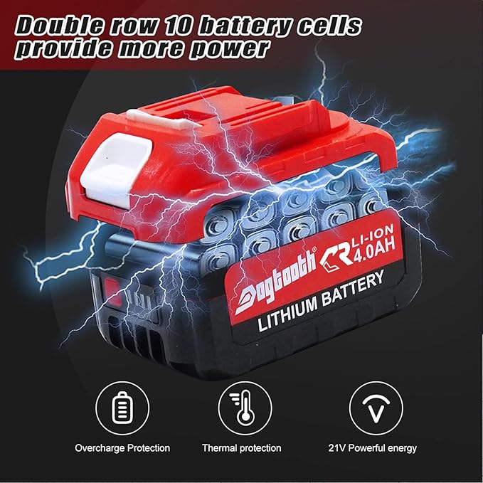 DOGTOOTH 21V MAX Cordless Drill Driver Kit with 2 * Batteries and Charger, Compatible with Makita 18V Battery Build-in LED, Variable Speed Trigger, 0-1500 RPM, Brushless Motor, Bits, Carry bag