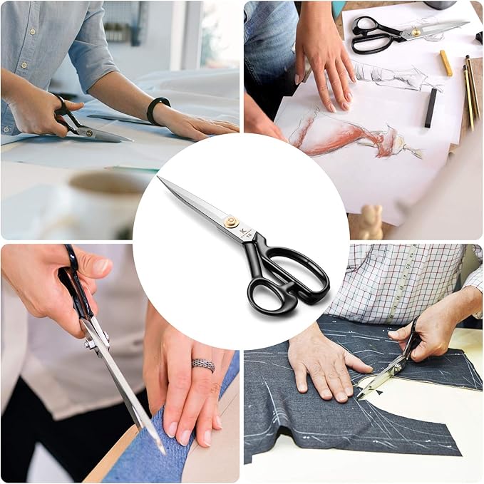 Sewing Scissors 10 Inch - Fabric Dressmaking Scissors Upholstery Office Shears for Tailors Dressmakers, Best for Cutting Fabric Leather Paper Raw Materials Heavy Duty High Carbon Steel(Right-Handed)